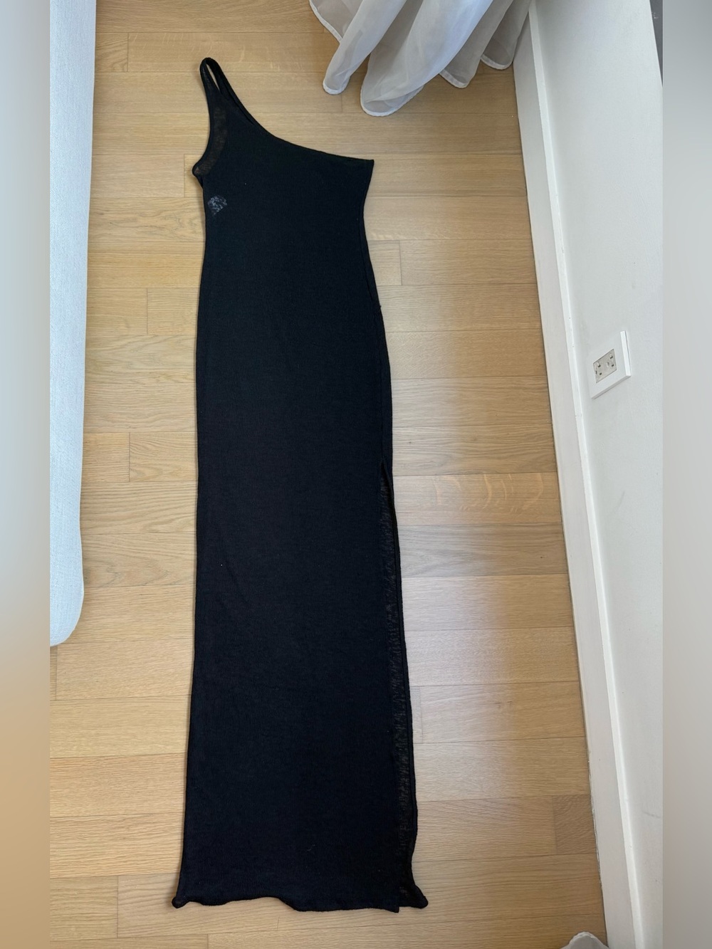 Bananhot one shoulder black mesh dress
